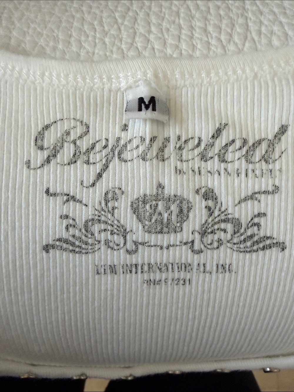 Y2K White Stud-Trim Ribbed Graphic Tank Top - Picture 5 of 5